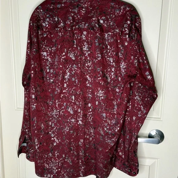 Paisley Jaquard Foil Button Down Shirt size XL